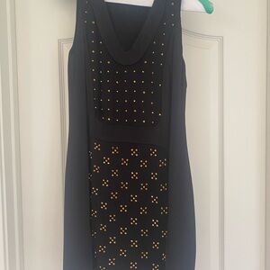 Diane von Furstenberg Black Formal Dress with Gold Studs